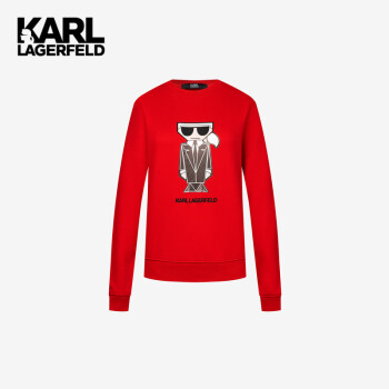 karllagerfeld老佛爷针织领拼接女士卫衣213l1737 红色 m