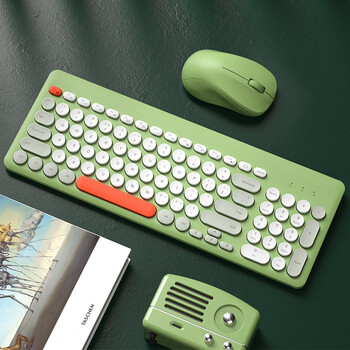 B.O.W航世 MK221无线键盘鼠标套装 混彩复古巧克力无线键鼠 笔记本台式通用键鼠套装 橙灰绿 B.O.W航世 MK221无线键盘鼠标套装 混彩复古巧克力无线键鼠 笔记本台式通用键鼠套装 橙灰绿