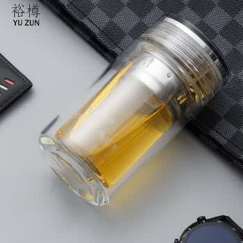 裕樽（YUZUN）.玻璃杯 办公车载商务泡茶杯玻璃茶杯带过滤网 180ML双层高硼硅材质小巧精致贵族品质杯 礼盒装