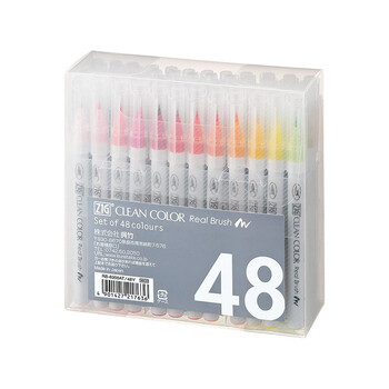 吴竹（KURETAKE）日本进口ZIG软尖笔水彩笔马克笔勾线笔48色套装RB-6000AT/48V元旦文具礼盒女孩生日礼物
