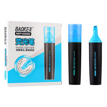 宝克 BAOKE MP4906 荧光笔重点标记笔水性记号笔学生办公用 蓝色 10支/盒