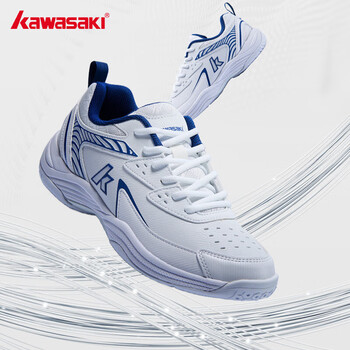川崎（KAWASAKI）羽毛球鞋男款女士稳定耐磨减震专业运动鞋B3329 白蓝 36