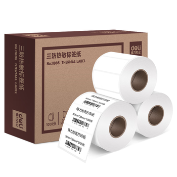 得力（deli）50*30mm 1000张*16卷 珊瑚海三防热敏标签纸 奶茶服饰 11885【适配3寸标签机720C等】