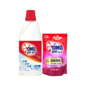 奥妙（OMO） 白漂液680G+3合一洗衣液480g 去渍去异味 新旧包装随机发