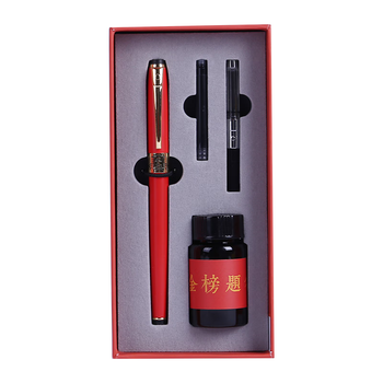 【开学必备】优尚（OASO）钢笔 金榜状元红墨水礼盒套装 商务办公礼品签字笔礼盒礼品A8101-2 状元红 铱金笔