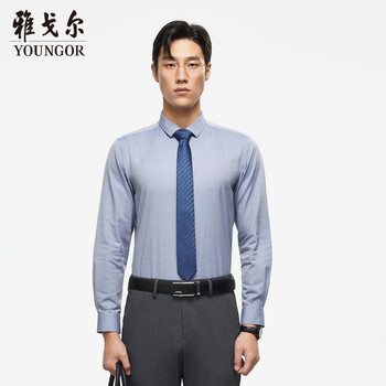 雅戈尔衬衫男士2021秋冬季青年男士商务休闲长袖衬衫vldp129841dfy