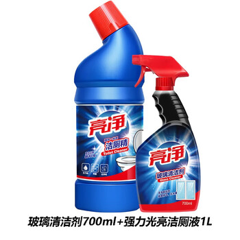 亮净清洁组合【玻璃清洁剂700ml+强力光亮洁厕液洁厕灵1L】