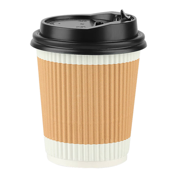 美厨（maxcook）纸杯一次性杯子咖啡杯 办公家用水杯奶茶杯280ml带盖25只MCPJ0283