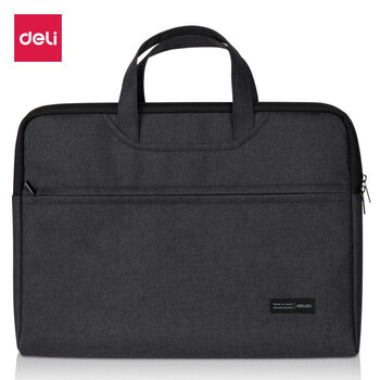 得力(deli)加厚立体办公手提袋会议包事务包 商务拉链袋电脑公文包 时尚简约便携收纳包 黑色5590