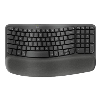 罗技（Logitech）WAVE KEYS 人体工学键盘 无线蓝牙键盘 配备软垫掌托 - 石墨黑（商用版） 99键