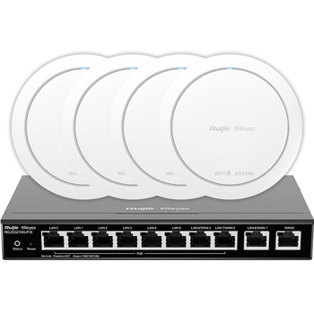 锐捷（Ruijie）WiFi6无线AP千兆吸顶套装 全屋路由器ac+ap组网3000M别墅大户型 RG-EG210G-P-E V2+RG-EAP262(E)*4