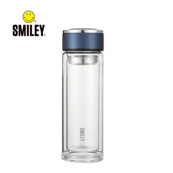 SMILEY 男女士双层玻璃杯 经典简约304茶隔水杯子 便携创意泡茶杯300ML 茗茗双层玻璃杯 SY-HBL3201