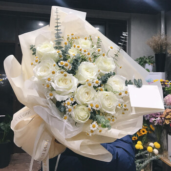 七夕恋全国鲜花速递同城白玫瑰花束广州深圳南京苏州杭州生日表白配送