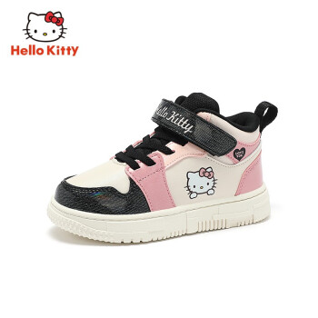 hellokitty童鞋儿童卡通图案板鞋女童高帮平底休闲鞋中大童防滑运动鞋