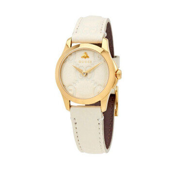 gucci 古驰手表女小蜜蜂系列白色表带时尚石英女士手表预售 ya126580a