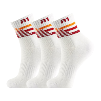 Taan泰昂男款加厚毛巾底中筒羽毛球袜子T513白红色3双装码