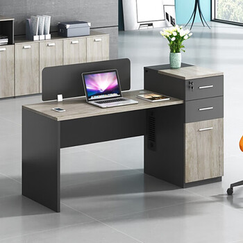 擎宅办公桌电脑桌屏风卡座员工位职员桌椅组合 双人位带高柜含椅