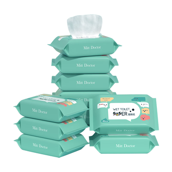 米特医生湿厕纸卡通装 40片*10包 私处清洁湿巾 擦走细菌可冲马桶