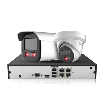 HIKVISION海康威视监控器摄像头2路套装400万2K高清星光夜视室外录音poe网线供电手机远程3T46解决方案