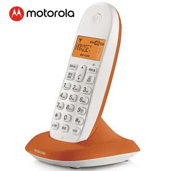 MOTOROLA摩托罗拉 C1001XC数字无绳电话机 三方通话2.4G数字跳扩频内部可扩展4个子机 一键静音 橙色单机