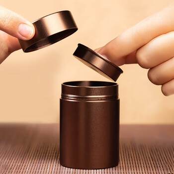 逸居客（YIJUKE）双盖便携茶叶罐小号密封茶叶盒铝合金茶罐茶叶分装盒