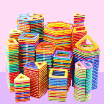 纯磁力片300片积木磁铁玩具儿童套装磁力贴正方形补充