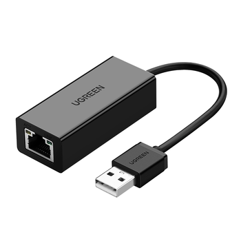 绿联USB2.0转百兆有线网卡 RJ45网线接口转换器 通用小米盒子苹果华为笔记本电脑外置网口 黑20254