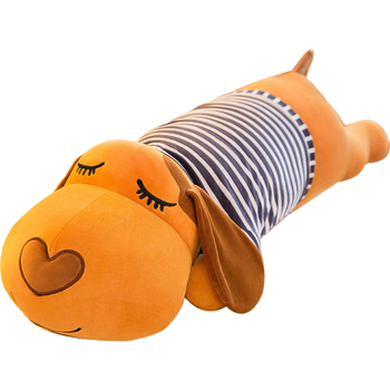 艾薇等身长条抱枕睡觉夹腿玩偶靠垫儿童公仔生日礼物1.2米棕色穿衣狗