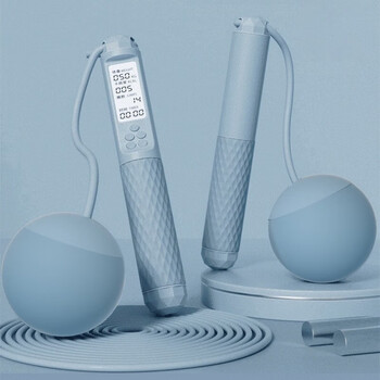 UMAY无绳计数跳绳 钢丝绳负重长绳蓝色（硅胶球）跳绳减肥专用TS50-19