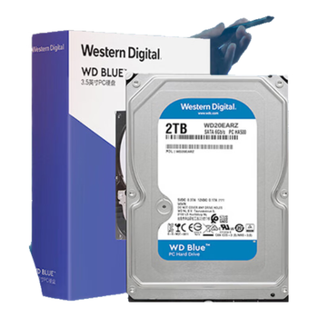西部数据(WD)台式机械硬盘 WD Blue 西数蓝盘 2TB 5400转 64MB SATA CMR垂直 DIY装机电脑硬盘 3.5英寸WD20EARZ