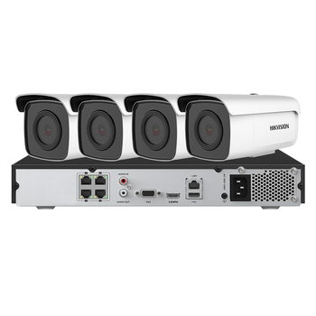 HIKVISION海康威视监控套装摄像头解决方案4路800万4K高清星光夜视室外拾音POE网线供电手机远程4T硬盘3T86