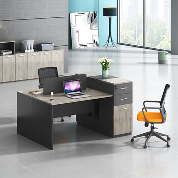 擎宅办公桌电脑桌屏风卡座员工位职员桌椅组合 双人位带高柜含椅