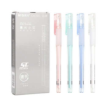 晨光(M&G)文具AGPC4301/0.38mm全针管小清新中性笔小艾系列签字笔水性笔拔帽款 黑色 12支/盒 1盒装