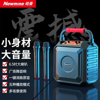 纽曼K220 无线蓝牙音箱广场舞音响户外大音量便携式低音炮家用K歌音乐播放器地摊摆摊收款喇叭 双麦版