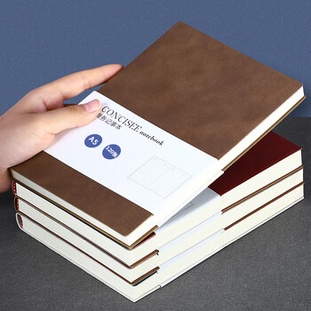 嘉然恒 商务笔记本子a5简约工作记事本办公文具会议记录本加厚学生考研日记本手账本广告位定制logo-a5棕色