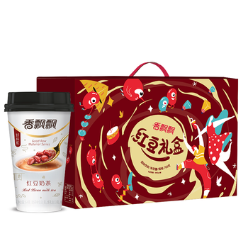 香飘飘奶茶红豆味奶茶64g*12杯 整箱礼盒装代餐下午茶冲调饮料768g