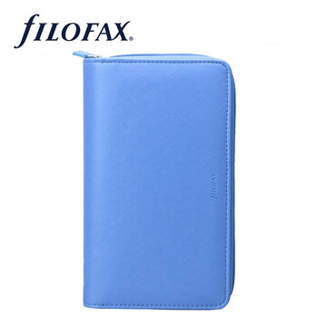 Filofax记事本英国进口高档活页手帐本多功能软皮面拉链手包礼盒装saffiano系列A6湛蓝色022592