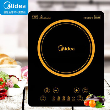 美的（Midea）电磁炉 家用厨房灶具2200W大功率 一键爆炒智能定时HT2218HM配汤锅炒锅