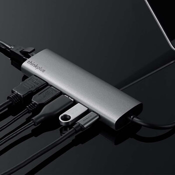 ThinkPad联想 Type-C扩展坞 USB分线器 RJ45千兆网口转接头 HDMI转换器 PD快充 苹果笔记本拓展坞LC06-R
