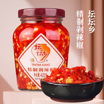 坛坛香朝天椒1150g湖南特产坛坛乡蒸鱼辣椒酱特辣下饭酱精制剁辣椒425