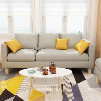 小户型布艺沙发组合出租屋双人三人简约现代沙发实木家用懒人沙发米