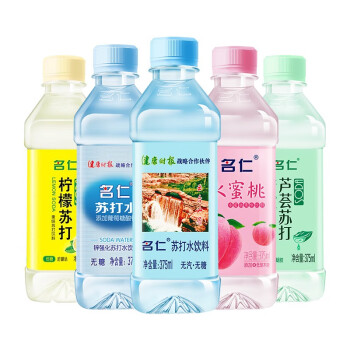 名仁果味苏打饮料柠檬味375ml24瓶整箱装明仁苏打水柠檬苏打水饮料