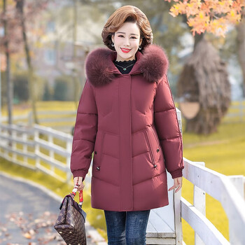 markentsee妈妈棉衣加绒加厚2021中老年女冬装棉服外套中长款棉袄洋气