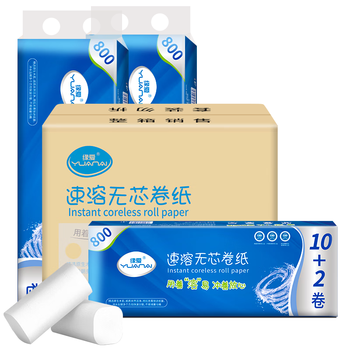 缘爱无芯卷纸 经典速溶 4层4.8斤/36卷 可溶水厕纸可降解卫生纸整箱