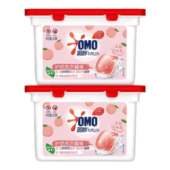 奥妙 洗衣凝珠 白桃护色800G 共两盒100颗 柔顺留香 不伤手+湿巾1片装