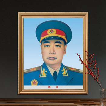 画像挂画装饰画书房横幅领袖墙画有带框墙画陈元帅2328厘米摆件亮金框