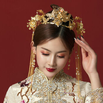 秀禾服头饰凤冠饰品新娘古风结婚中式敬酒服古装发饰配饰宫廷汉服t18