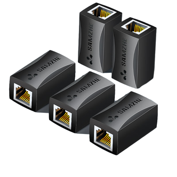 山泽 网线对接头转接头 千兆网络延长连接器转换器 RJ45网口直通头水晶头模块适用5/6/7类网线 5个装