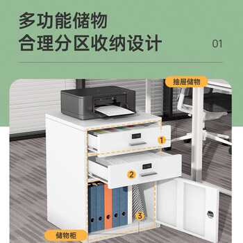中伟钢制矮柜办公柜活动柜资料档案柜桌下柜密码锁储物柜二斗白色加厚 中伟钢制矮柜办公柜活动柜资料档案柜桌下柜密码锁储物柜二斗白色加厚