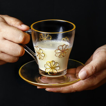 BOHEMIA捷克进口水晶玻璃咖啡杯咖啡杯碟套装茶杯茶杯碟套装海王星咖啡杯碟套装 海王星咖啡杯+碟 140ml